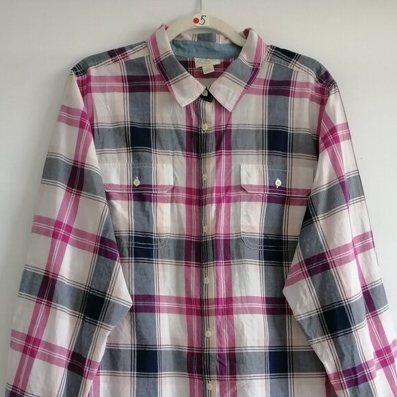 Y2K St. John's Bay Womens Multicolor Checked Print Modern Button Up Shirt Sz 2X - Picture 2 of 7